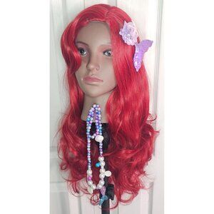 Ariel Costume Wig The Little Mermaid Red Wavy Halloween Princess Cosplay